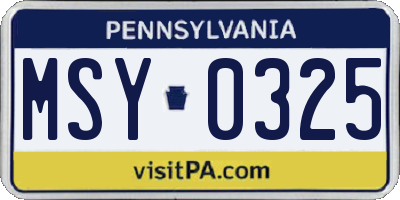 PA license plate MSY0325