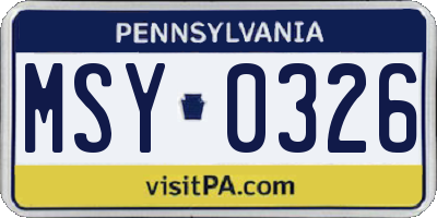 PA license plate MSY0326