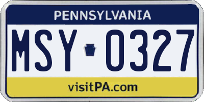PA license plate MSY0327