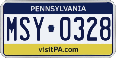 PA license plate MSY0328