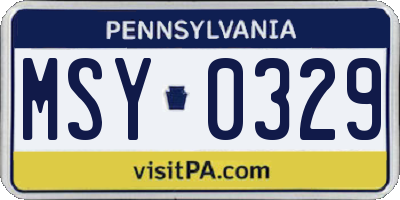 PA license plate MSY0329