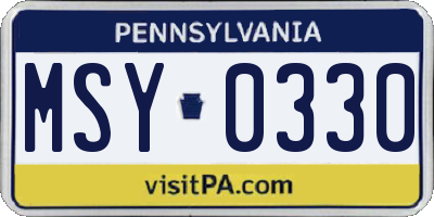 PA license plate MSY0330