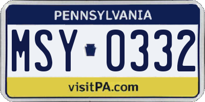 PA license plate MSY0332