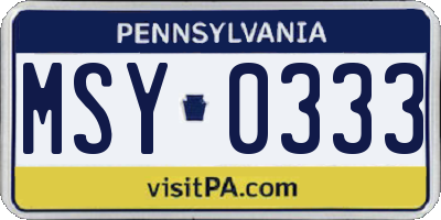 PA license plate MSY0333