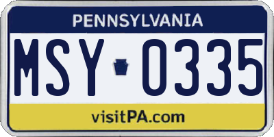 PA license plate MSY0335