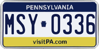PA license plate MSY0336