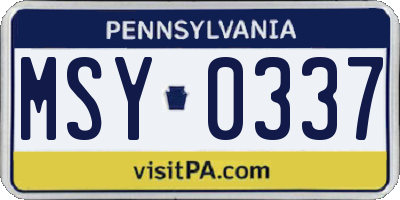 PA license plate MSY0337