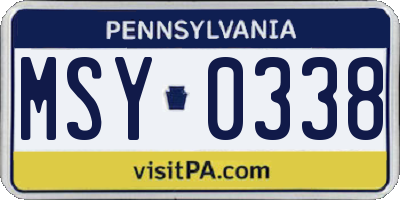 PA license plate MSY0338