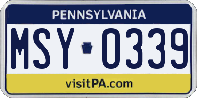 PA license plate MSY0339