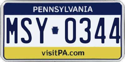 PA license plate MSY0344