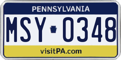 PA license plate MSY0348