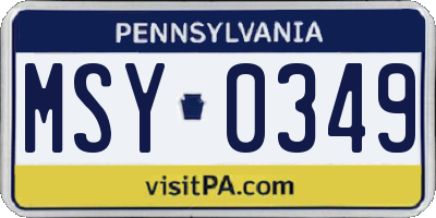PA license plate MSY0349