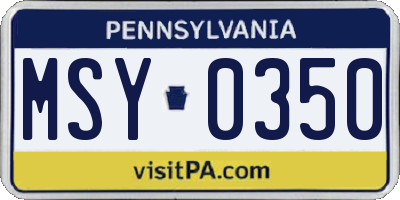 PA license plate MSY0350