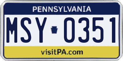 PA license plate MSY0351