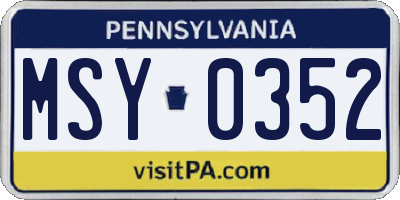 PA license plate MSY0352