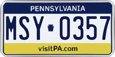 PA license plate MSY0357