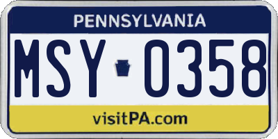 PA license plate MSY0358
