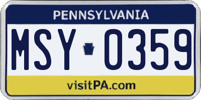 PA license plate MSY0359