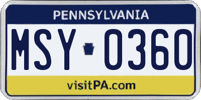 PA license plate MSY0360