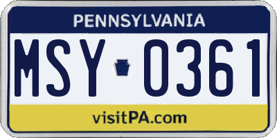 PA license plate MSY0361