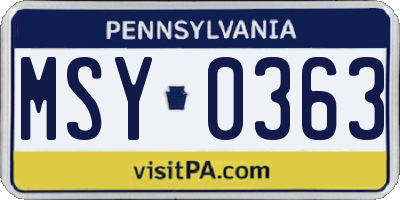 PA license plate MSY0363