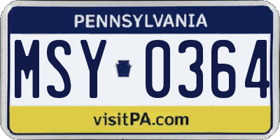 PA license plate MSY0364