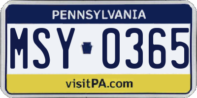 PA license plate MSY0365
