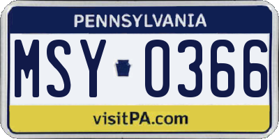 PA license plate MSY0366