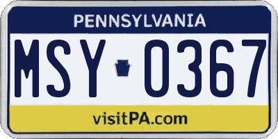 PA license plate MSY0367