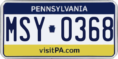PA license plate MSY0368