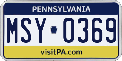 PA license plate MSY0369