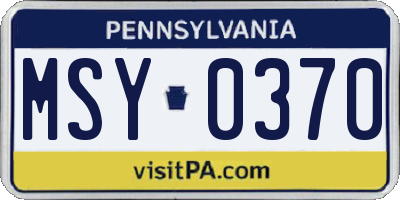 PA license plate MSY0370