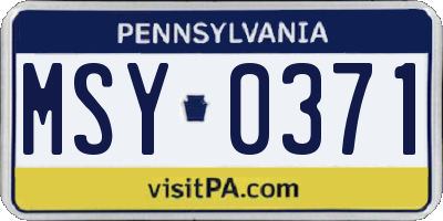 PA license plate MSY0371