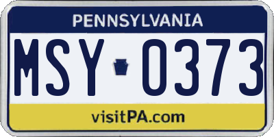 PA license plate MSY0373