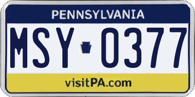 PA license plate MSY0377