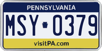 PA license plate MSY0379
