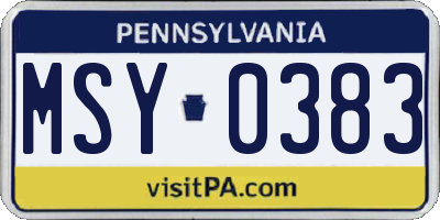 PA license plate MSY0383