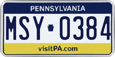 PA license plate MSY0384