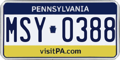 PA license plate MSY0388