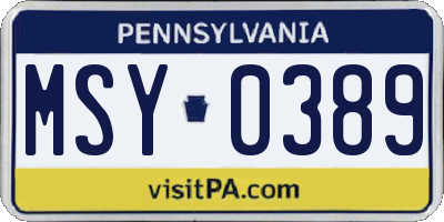 PA license plate MSY0389
