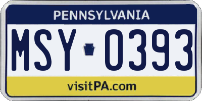 PA license plate MSY0393