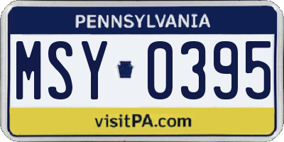 PA license plate MSY0395