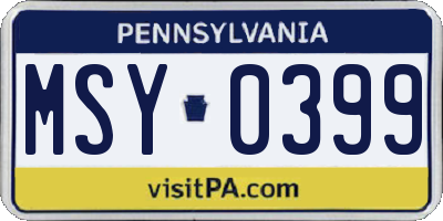 PA license plate MSY0399