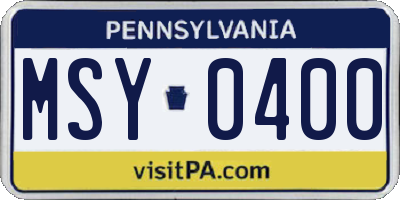 PA license plate MSY0400
