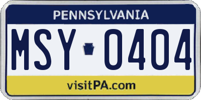 PA license plate MSY0404