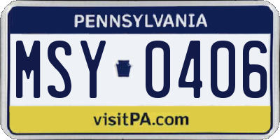 PA license plate MSY0406