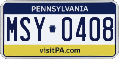 PA license plate MSY0408