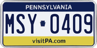 PA license plate MSY0409