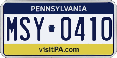 PA license plate MSY0410