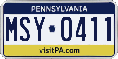 PA license plate MSY0411